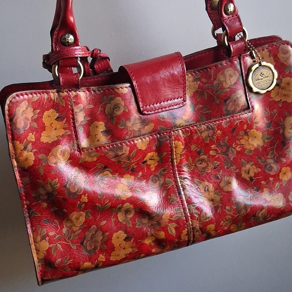 PATRICIA Nash Rienzo Satchel in Rosso Fiore red floral purse shoulder bag - Picture 11 of 16